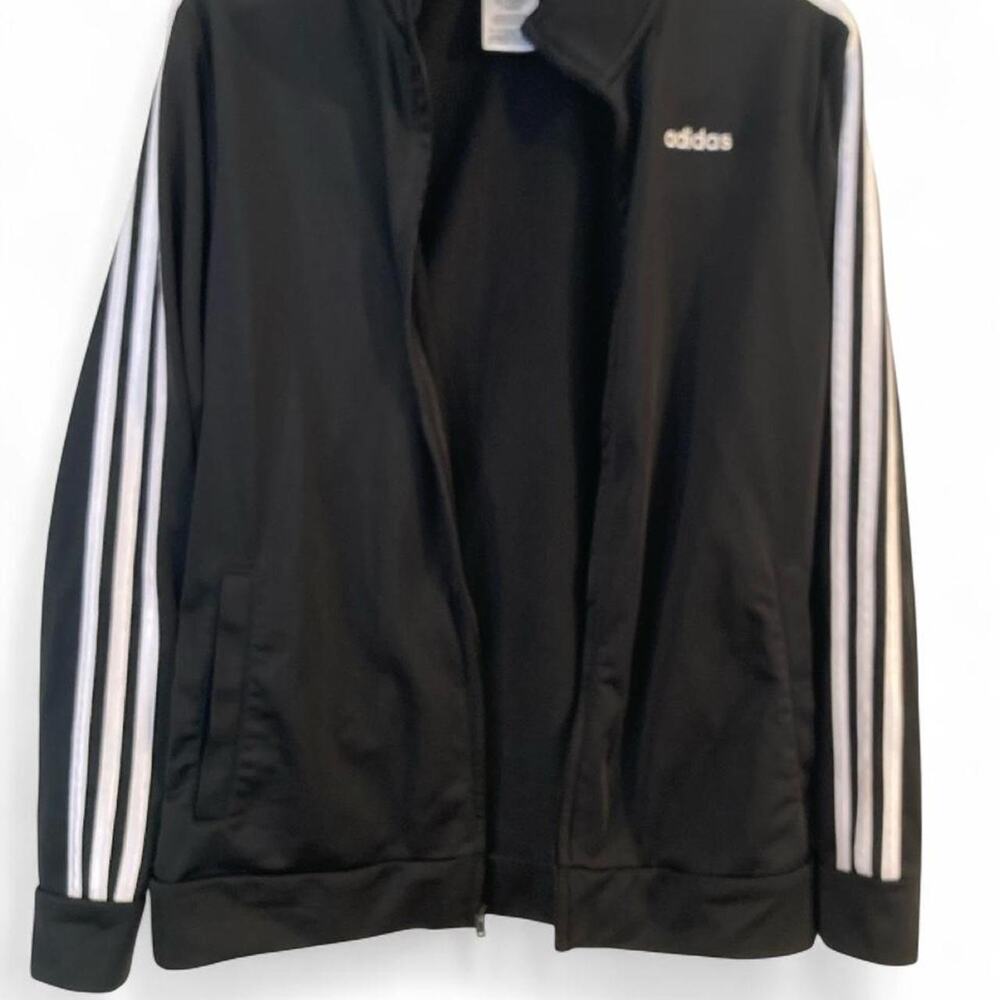 Adidas black polyester track jacket